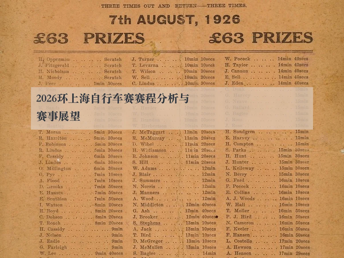 2026环上海自行车赛赛程分析与赛事展望